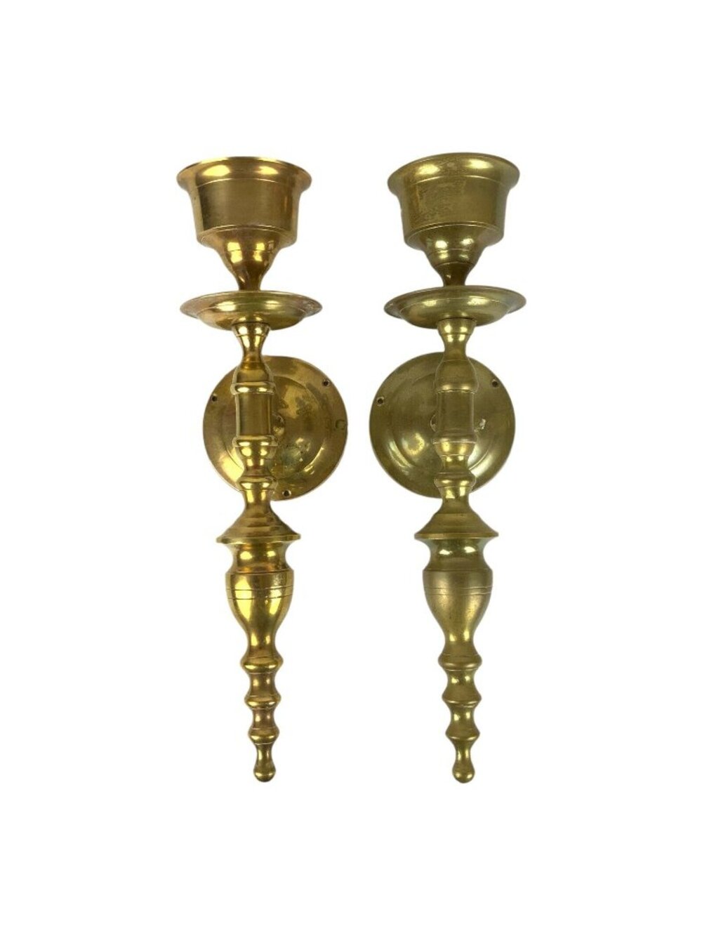 Vintage Solid Brass Wall Candle Sconces India Ornate Design Pair